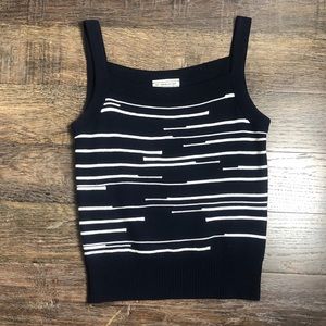 St John sleeveless knit top navy / bright white